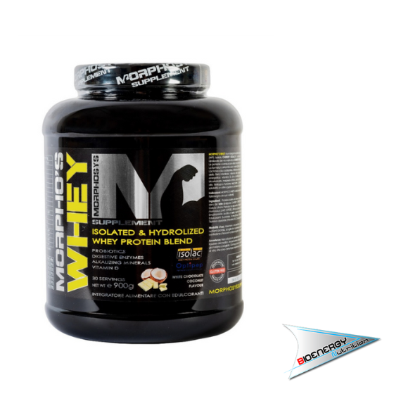 Morphosys Supplement-MORPHO'S WHEY (Proteina del siero del latte isolata e idrolizzata)  900 gr Cioccolato bianco e Cocco  